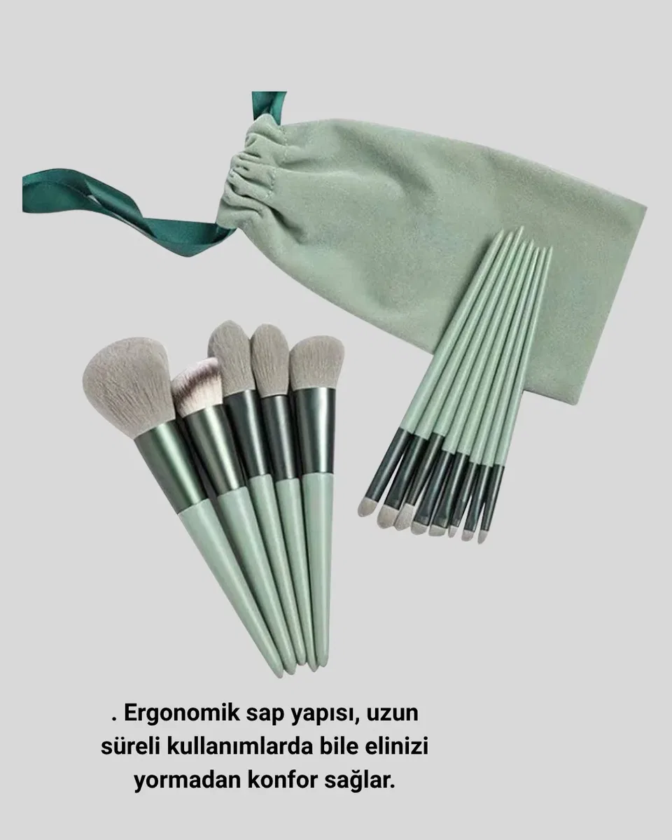 13 Parça Makyaj Fırça Seti – Ergonomik, Dökülme Yapmayan, Taşınabilir görsel 4