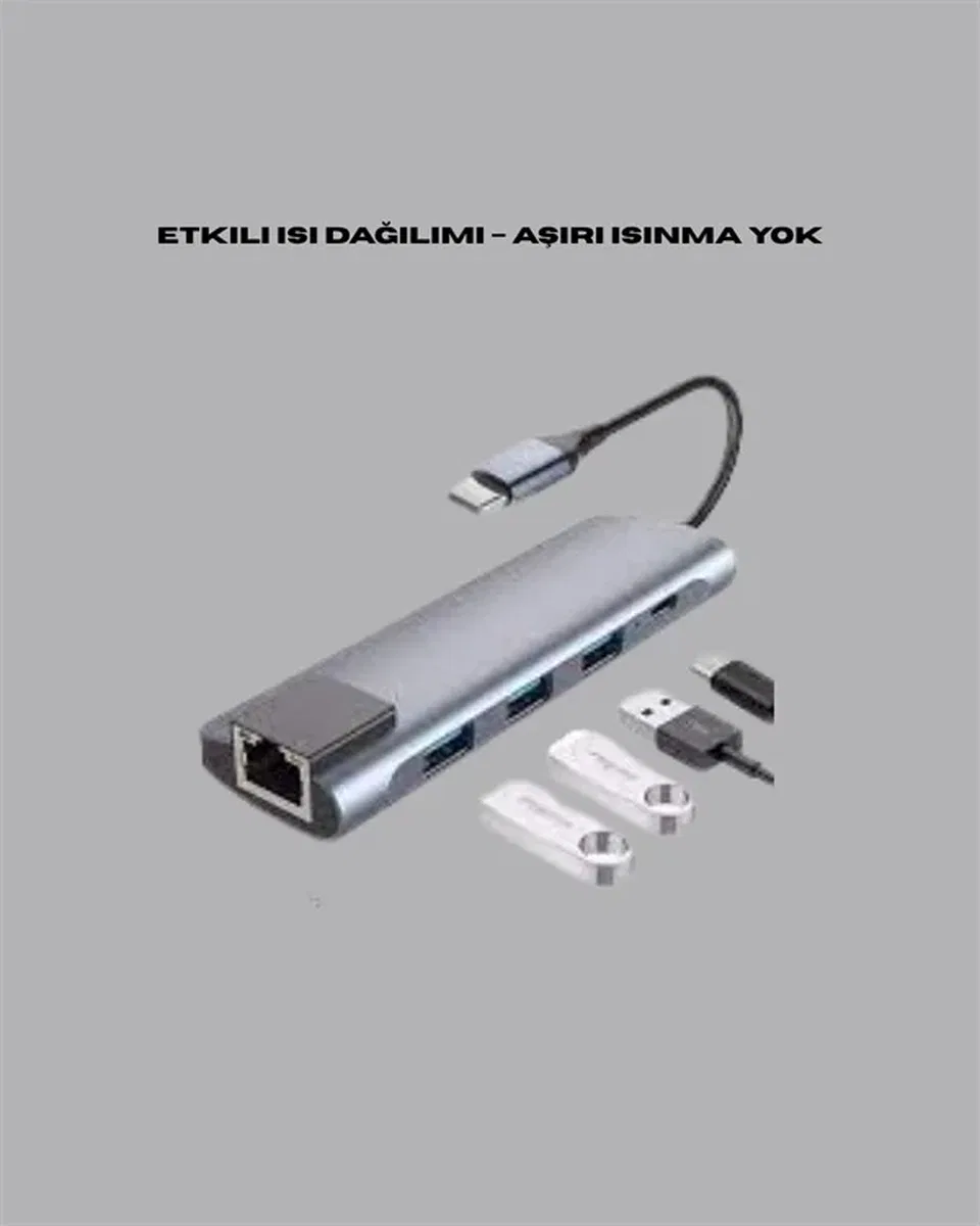 Type‑C Dönüştürücü – 2×USB3. 0, SD/MS, 4K HDMI & RJ45 ile Profesyonel Kullanım görsel 4