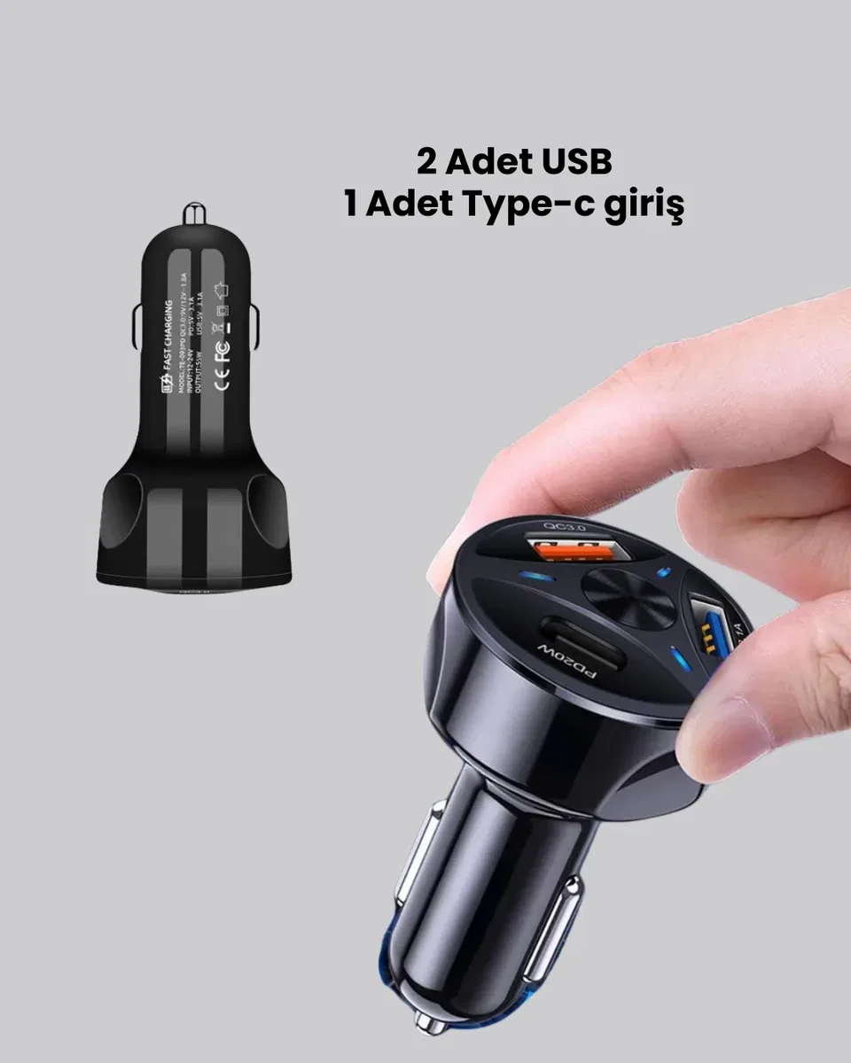 55W PD ve Quick Charge 3. 0 Destekli Polygold Araç Şarj Adaptörü görsel 4