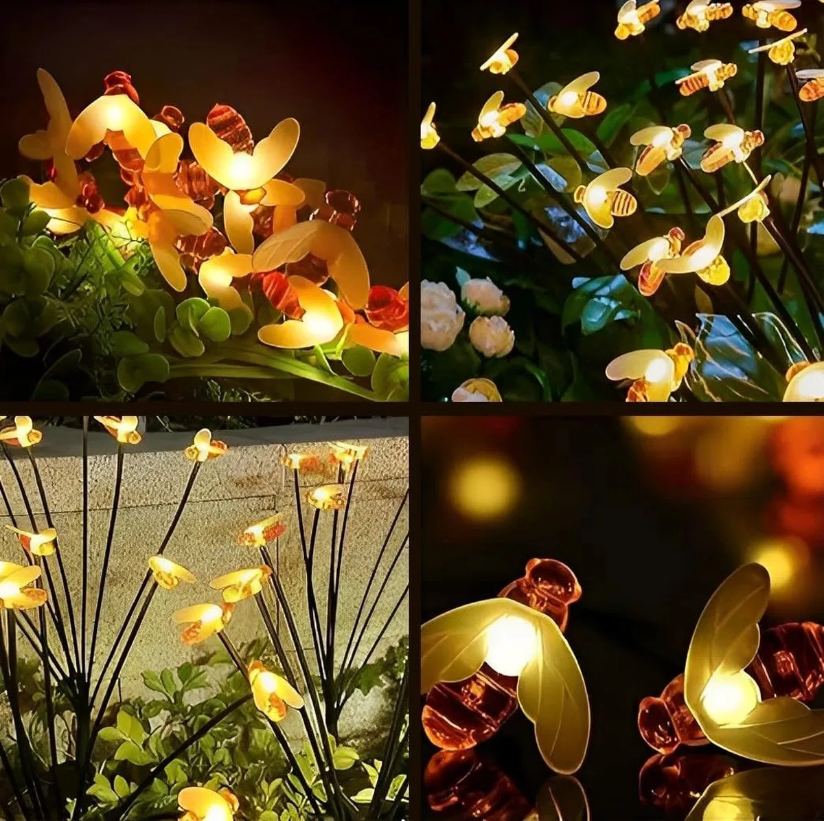 8 Ledli Bal Arısı Solar Bahçe Aydınlatması 2’li Paket görsel 3