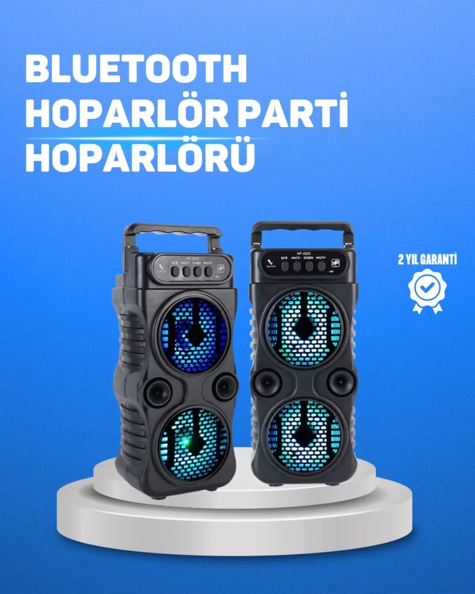 Kablosuz Led Işıklı Bluetooth Hoparlör – Fm Radyolu, Mikrofon Girişli