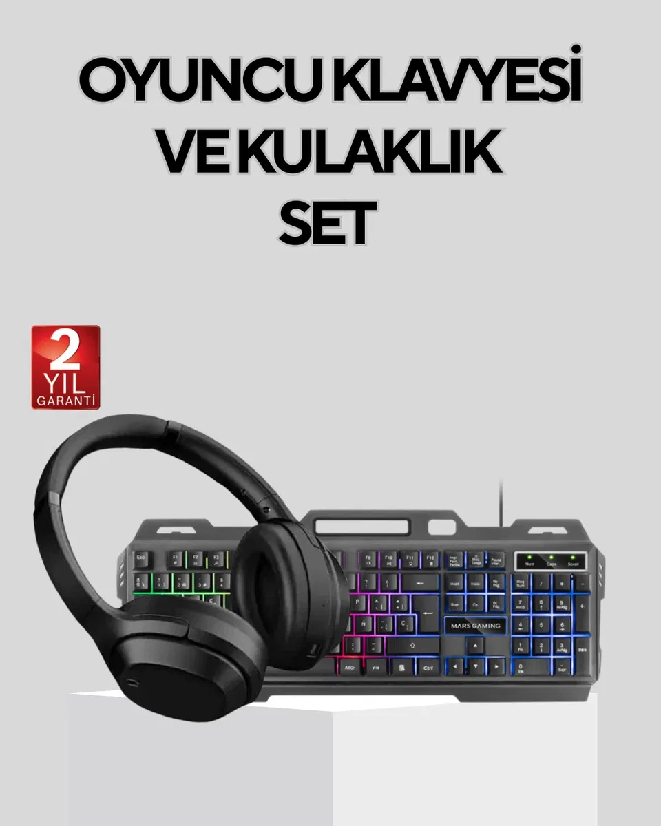 Gaming Set Işıklı Klavye Mouse + Bluetooth 5. 2 Kulaklık Oyuncu Paketi