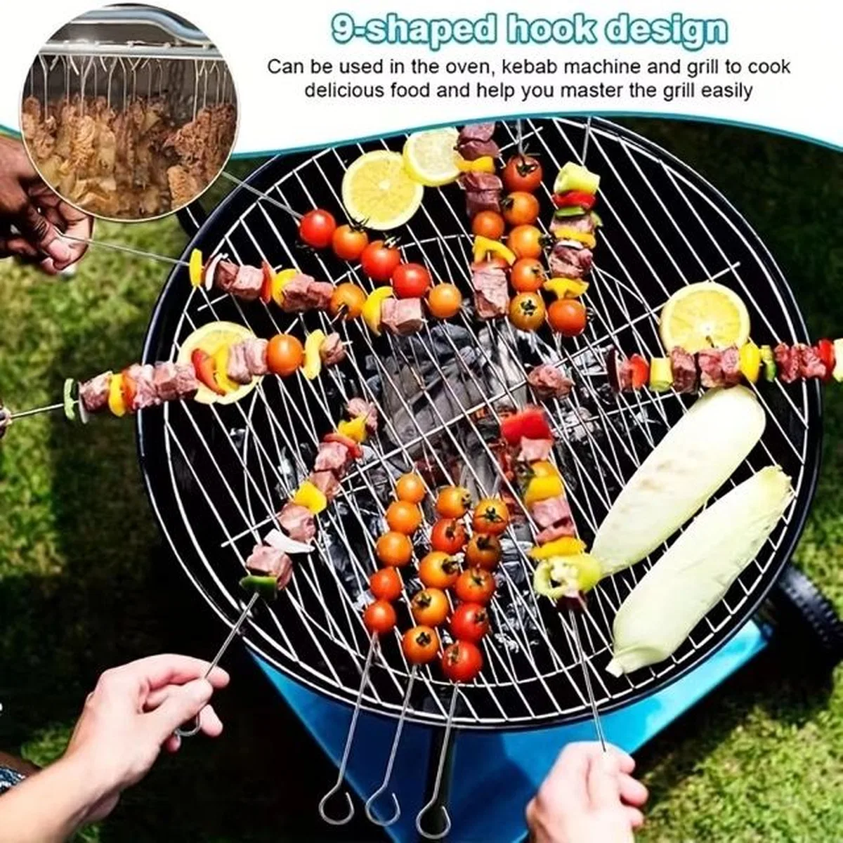 10 Adet Paslanmaz Çelik Mangal Şişi Seti – 20 Cm Metal Çöp Şiş Ve Izgara Şişleri görsel 8