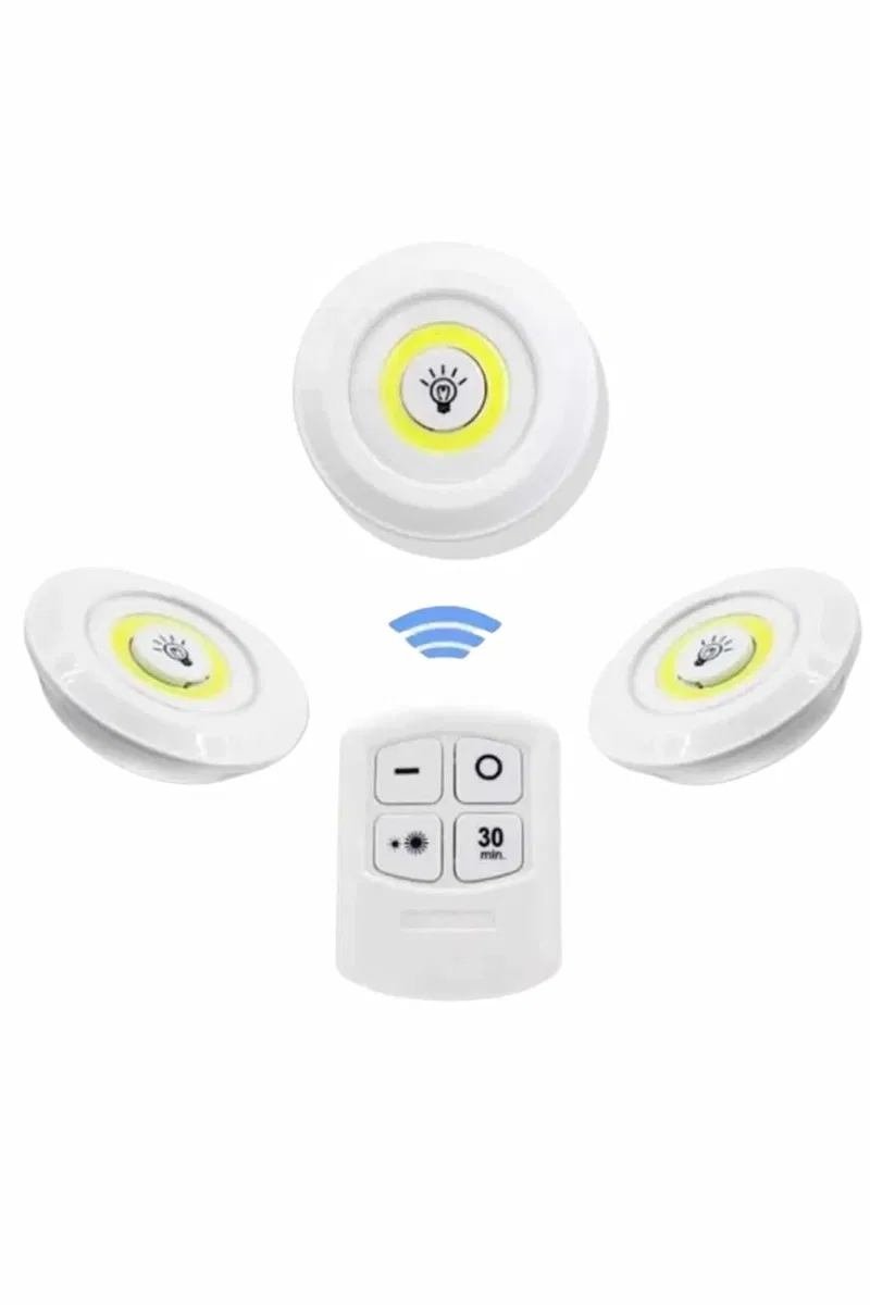 Dolap Işığı Mutfak Rafı Işığı Uzaktan Kumandalı 3 Lü Spot Led Lamba görsel 4