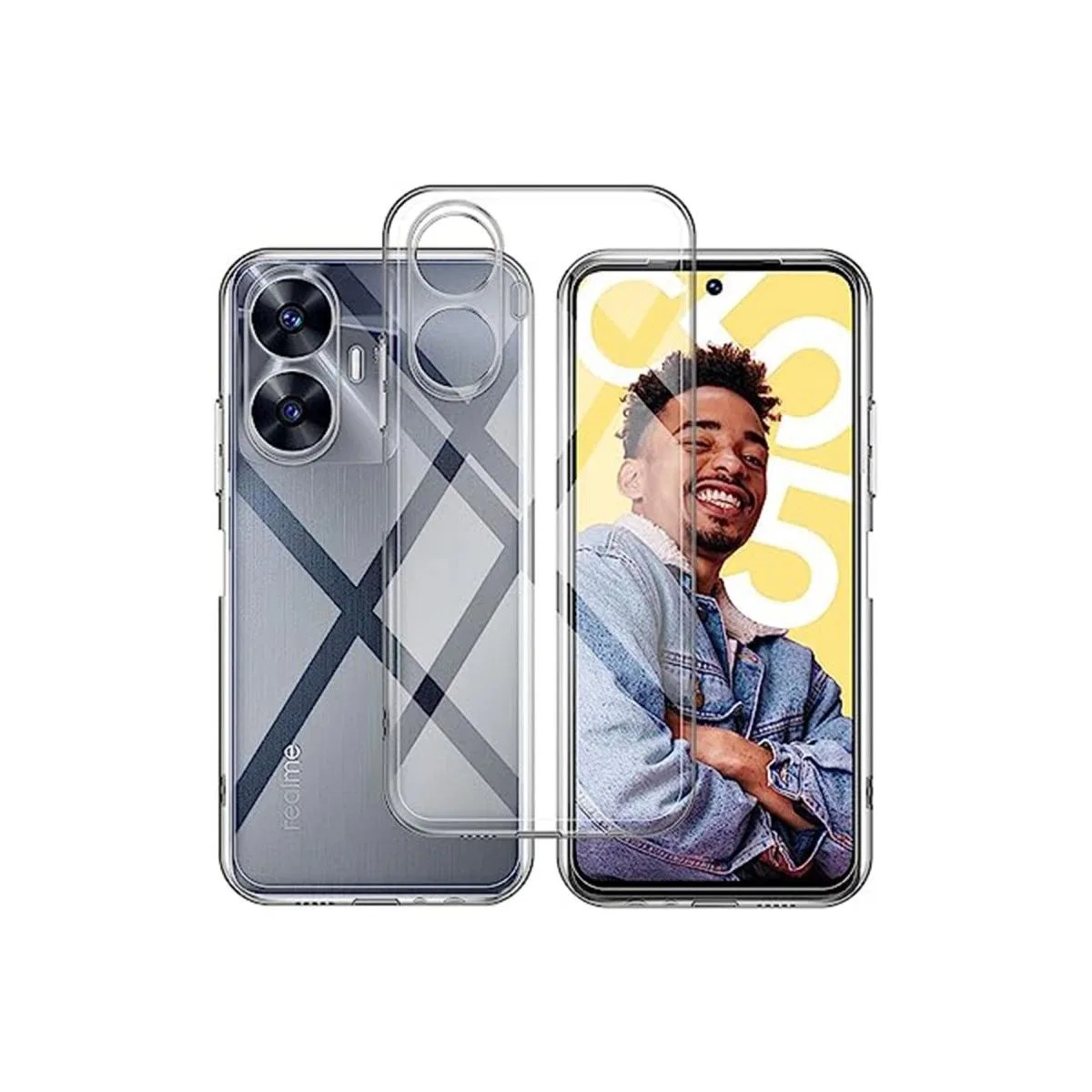 Realme C55 Kılıf Lüx Şeffaf Silikon görsel 2