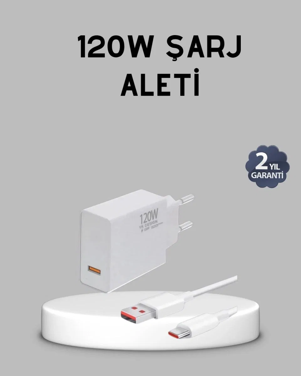 120w Süper Hızlı Şarj Adaptörü – Type-c Kablo Dahil, Yüksek Voltaj Korumalı