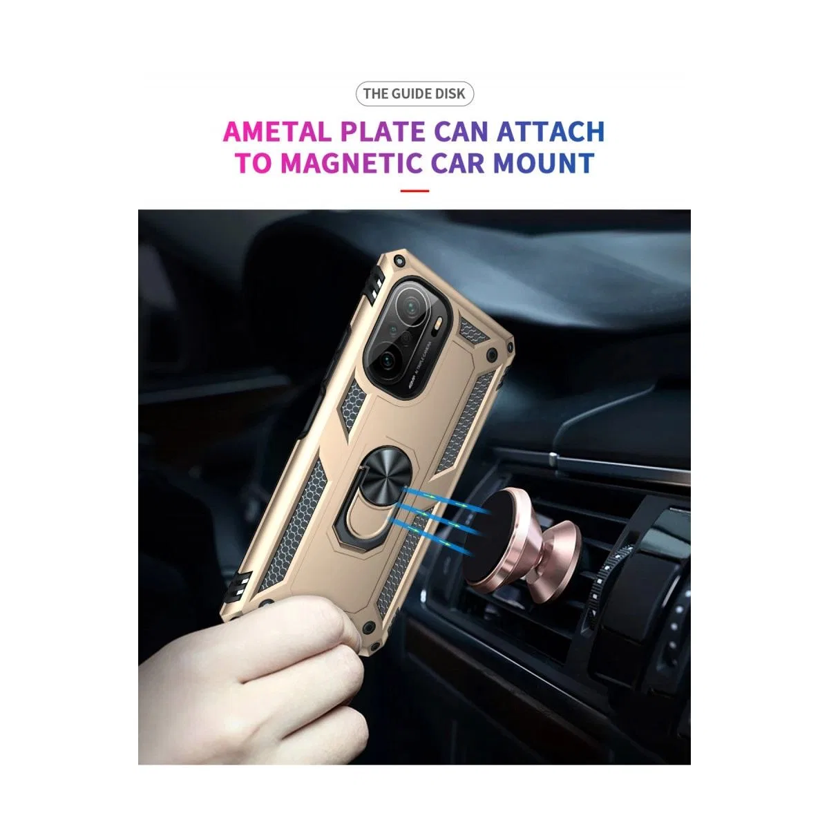 Xiaomi Poco F3 Kılıf Sofya Yüzüklü Silikon Kapak - Gold görsel 6