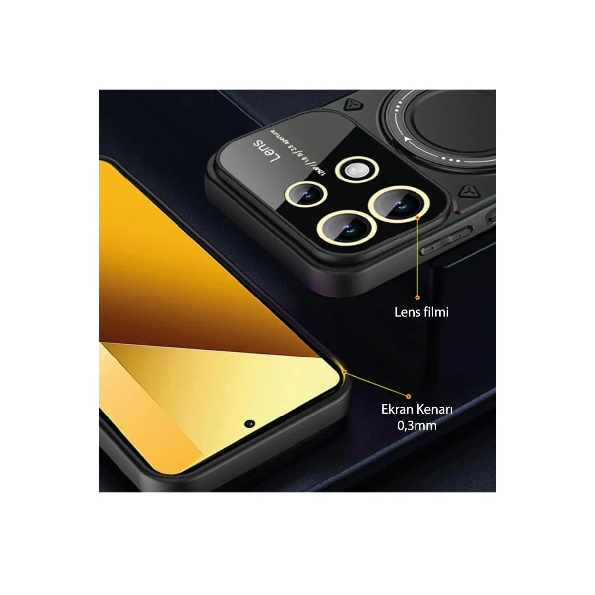 Xiaomi Redmi Note 13 4g Kılıf Joy Lens Standlı Kapak - Kırmızı görsel 3