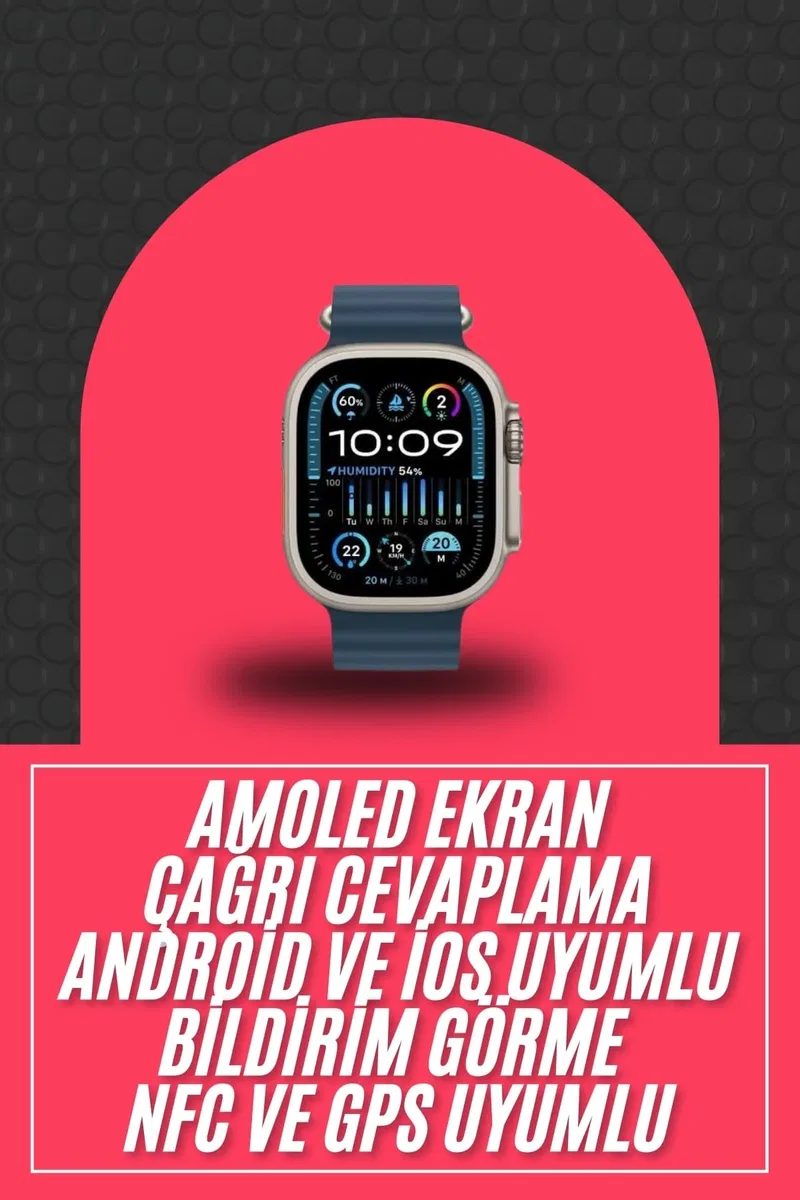 49mm Akıllı Saat Amoled Ekranlı Kadın Erkek Kol Saati Plastik Kordon Yeni Nesil görsel 2