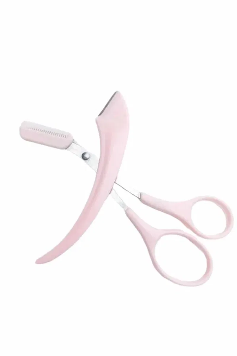 Taraklı Kaş Makası ve Ustura Seti Kaş Düzeltme Makası Kaş Bıyık Alma Aleti görsel 3