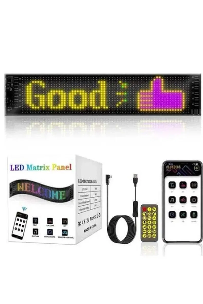 Led Matrix Bluetooth Bağlantılı Araç Camına Uygun Pixsel Görünümlü 16X96 pixel görsel 4