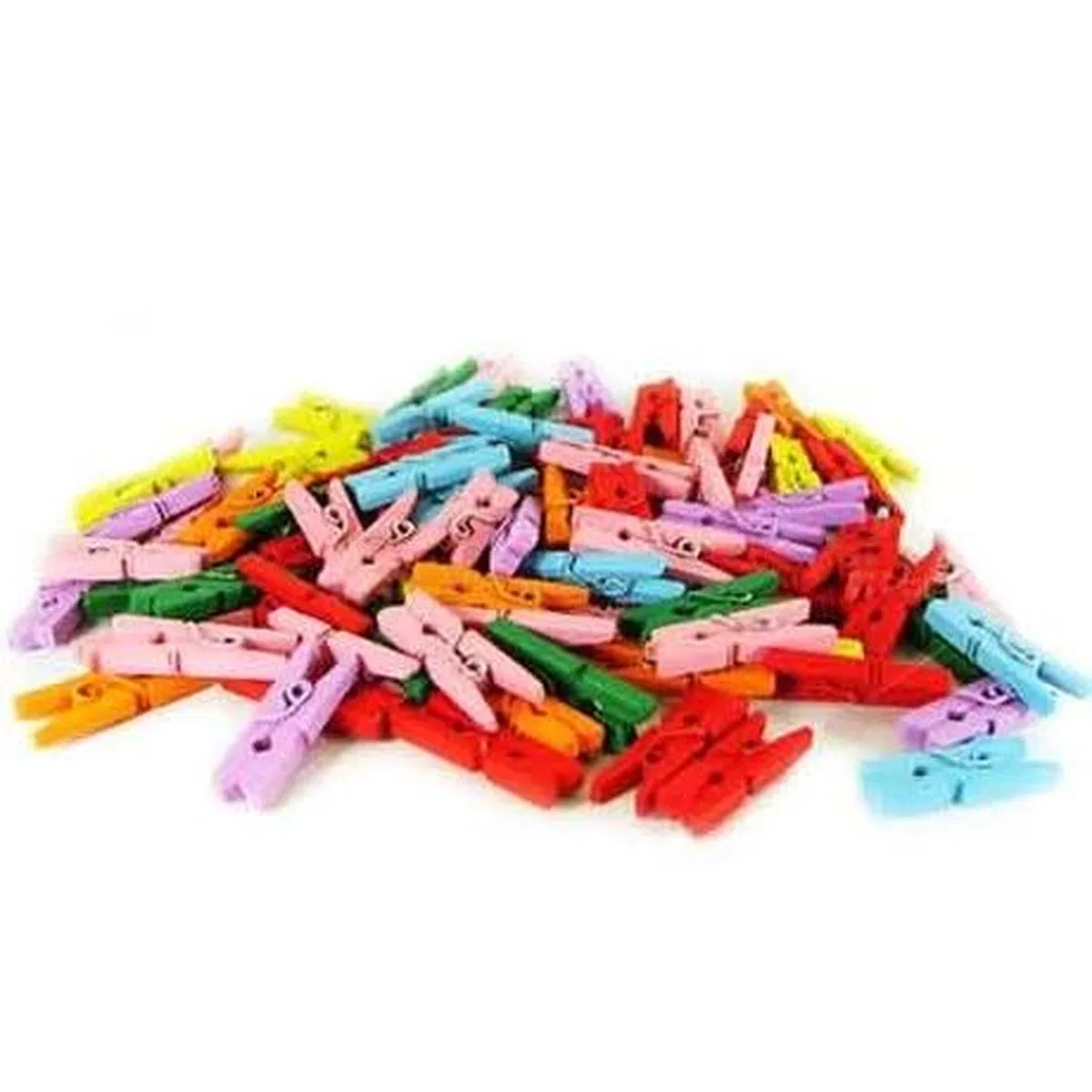 100'lü Renkli Ahşap Mandal 2. 5cm (12'li Paket-1200 Adet)