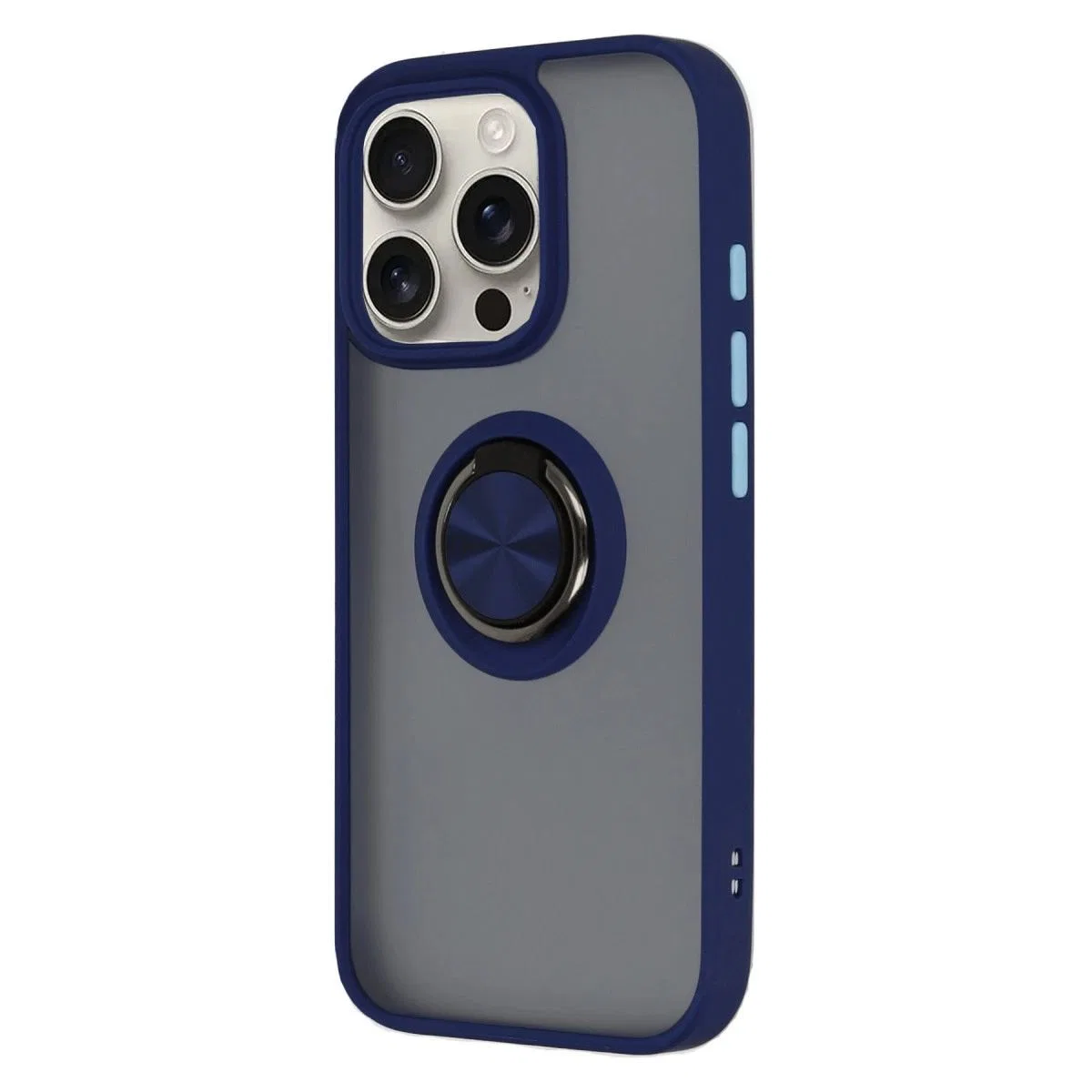 Apple İphone 16 Pro Kılıf Montreal Yüzüklü Silikon Kapak - Lacivert görsel 2