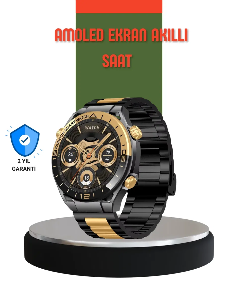 Amoled Ekran Akıllı Saat Bluetooth 5. 1 Çağrı Destekli 3 Bileklikli