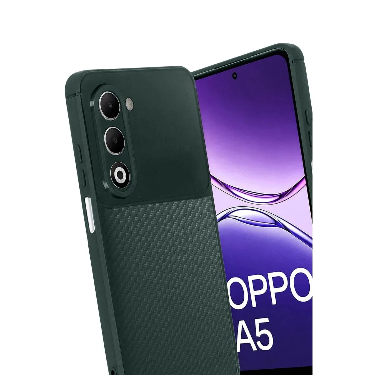 Oppo A5 4g Auto Focus Karbon Kapak - Koyu Yeşil görsel 3