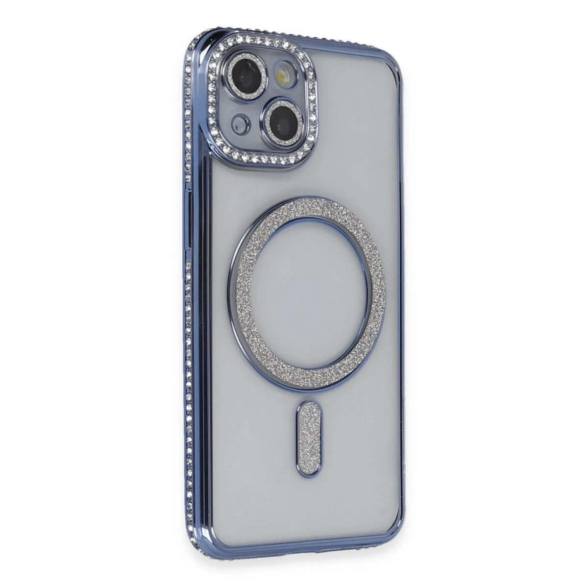 Apple İphone 13 Kılıf Joke Simli Magneticsafe Kılıf - Mavi