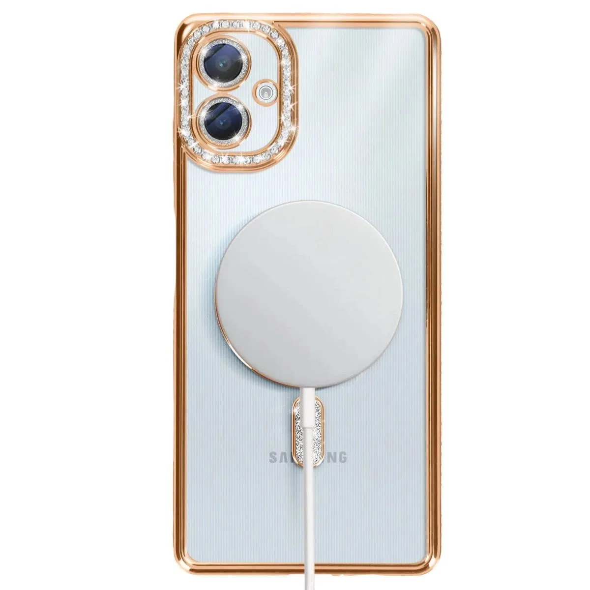 Samsung Galaxy A06 Joke Simli Magneticsafe Kılıf - Gold görsel 5