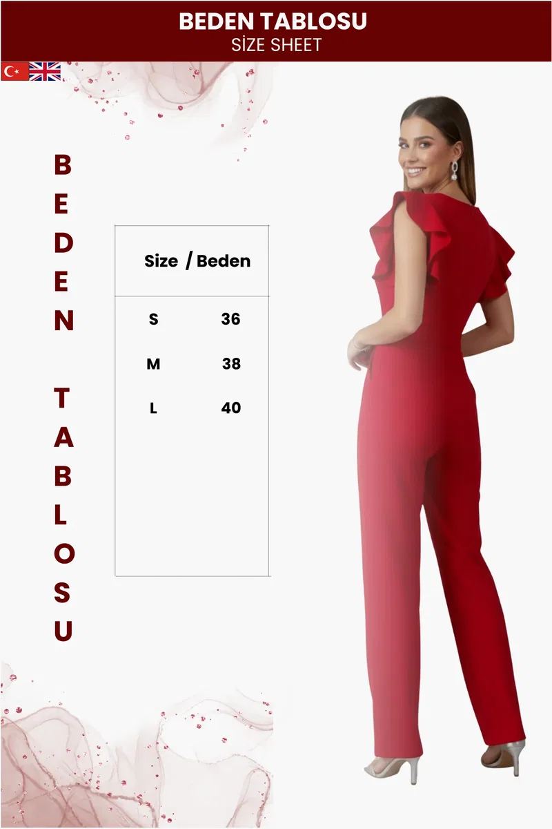Kadın Kuşaklı Krep Tulum görsel 3