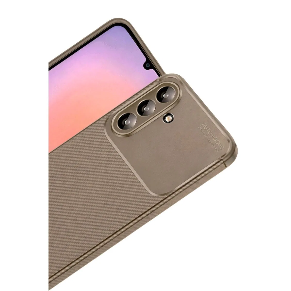 Samsung Galaxy A37 5g Auto Focus Karbon Kapak - Kahverengi görsel 2