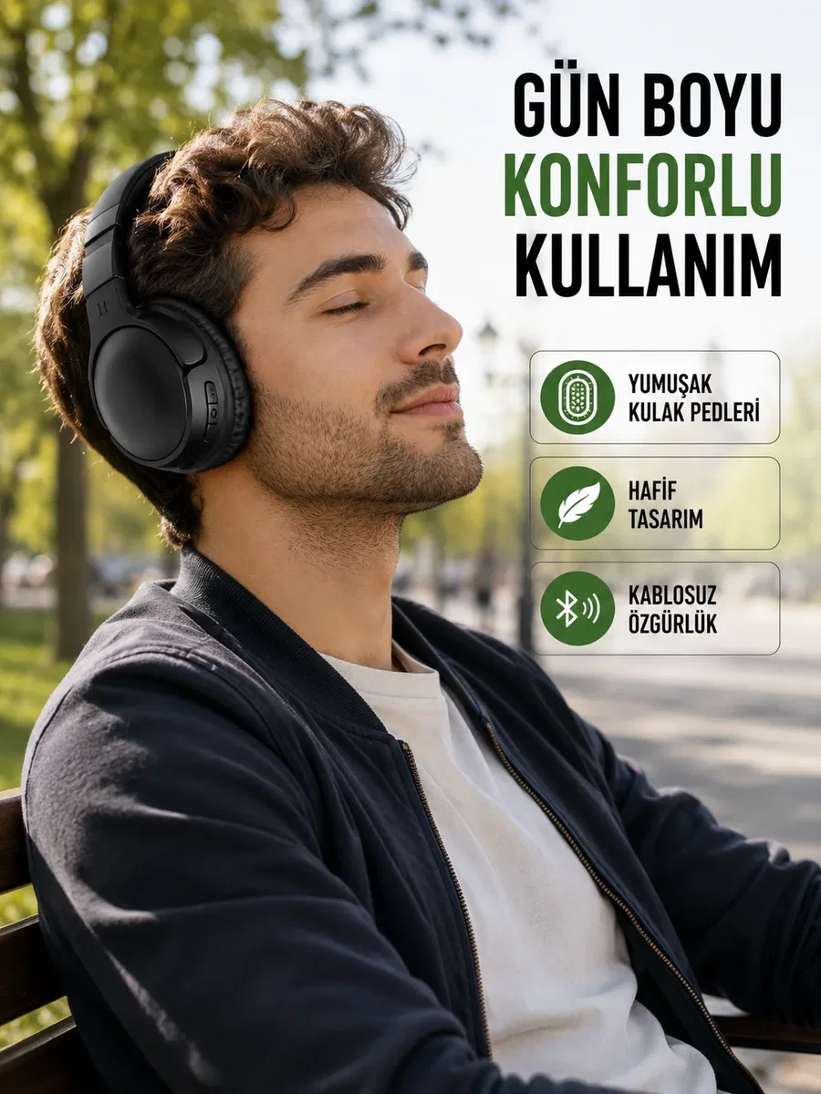 3. 2 cm Sürücülü Ergonomik Kablosuz Kulaklık