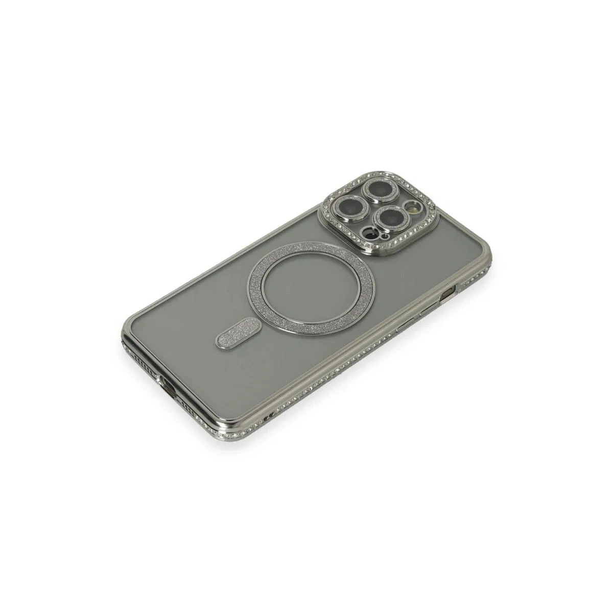 Apple İphone 15 Pro Kılıf Joke Simli Magneticsafe Kılıf - Gri görsel 3