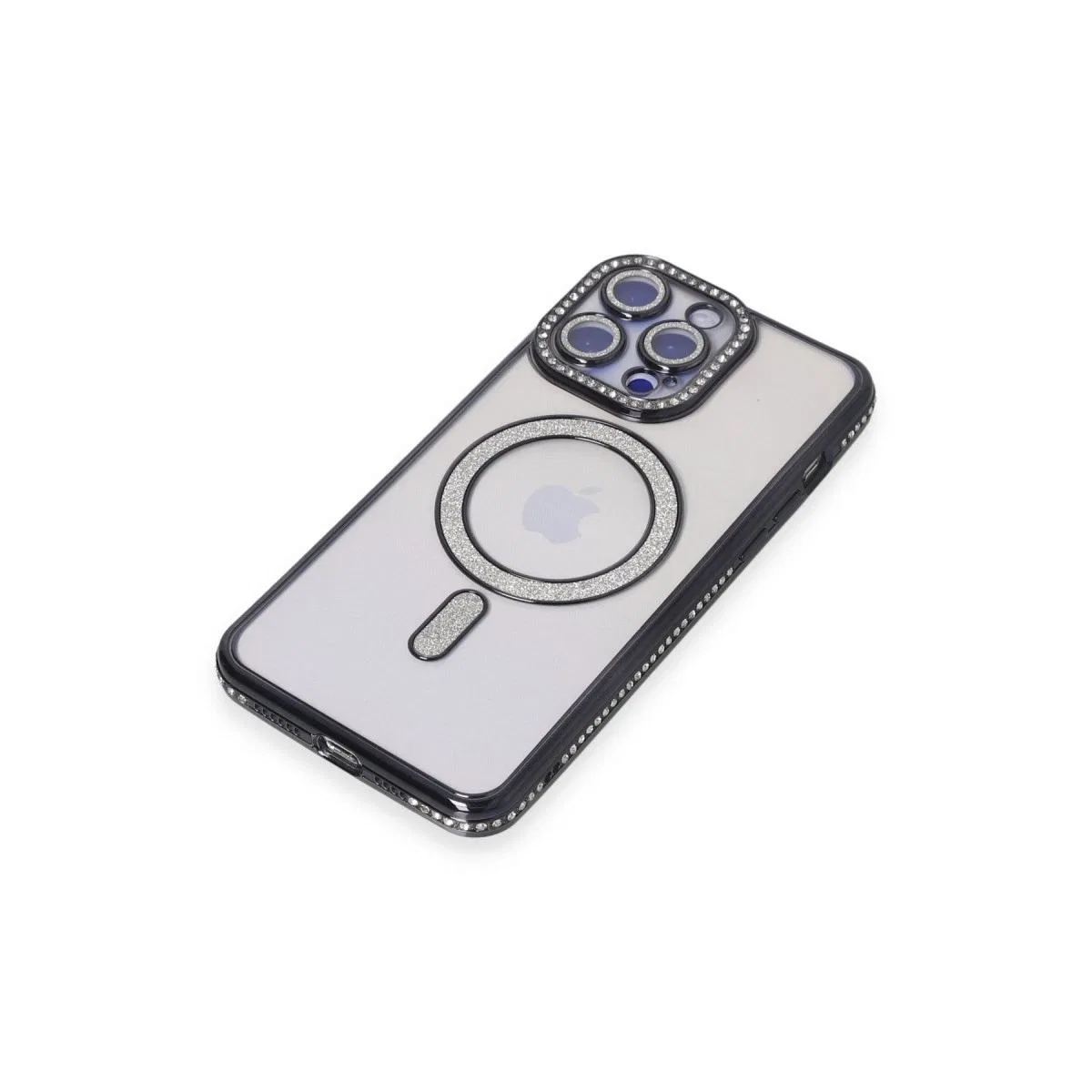 Apple İphone 15 Pro Kılıf Joke Simli Magneticsafe Kılıf - Siyah görsel 3