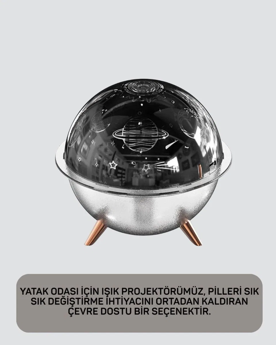 Usb Şarjlı Uzay Temalı Işık Projektörü Hava Nemlendirici görsel 5