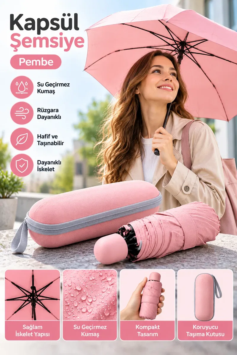 KAPSÜL ŞEMSİYE PEMBE görsel 3