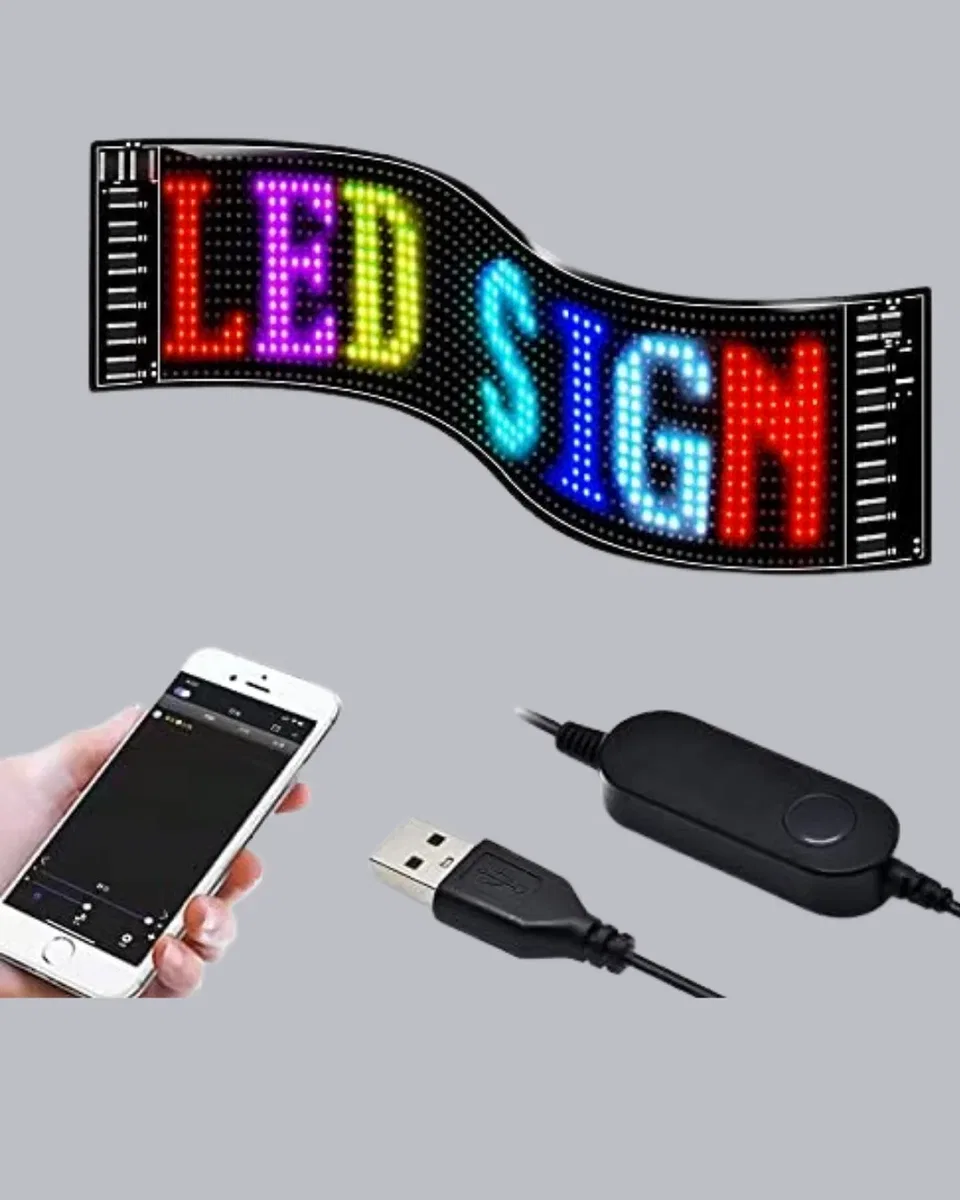 RGB LED Panel – Çok Renkli, Kumandalı, USB Bağlantılı Yazı ve GIF Gösterimli Akıllı Lamba görsel 4
