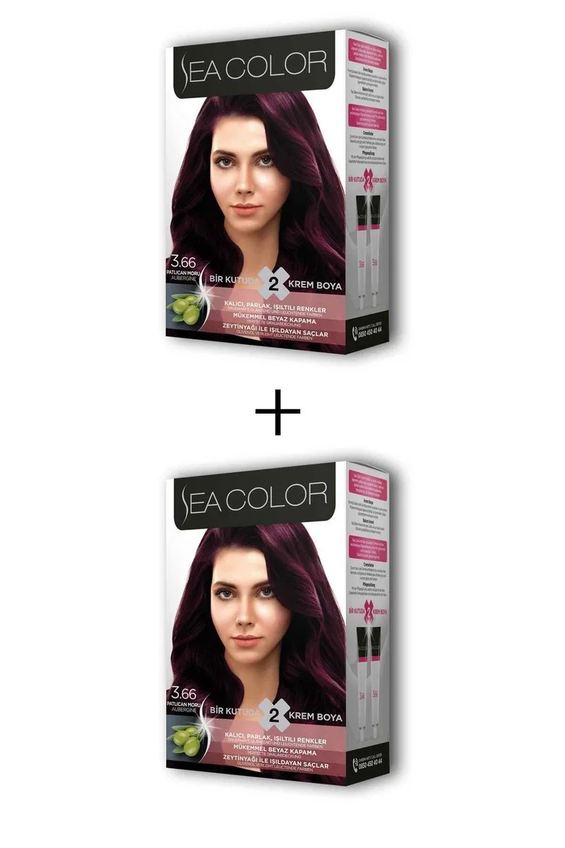 2X2 Tüp Krem Saç Boyası Seti Patlıcan Moru No: 3. 66