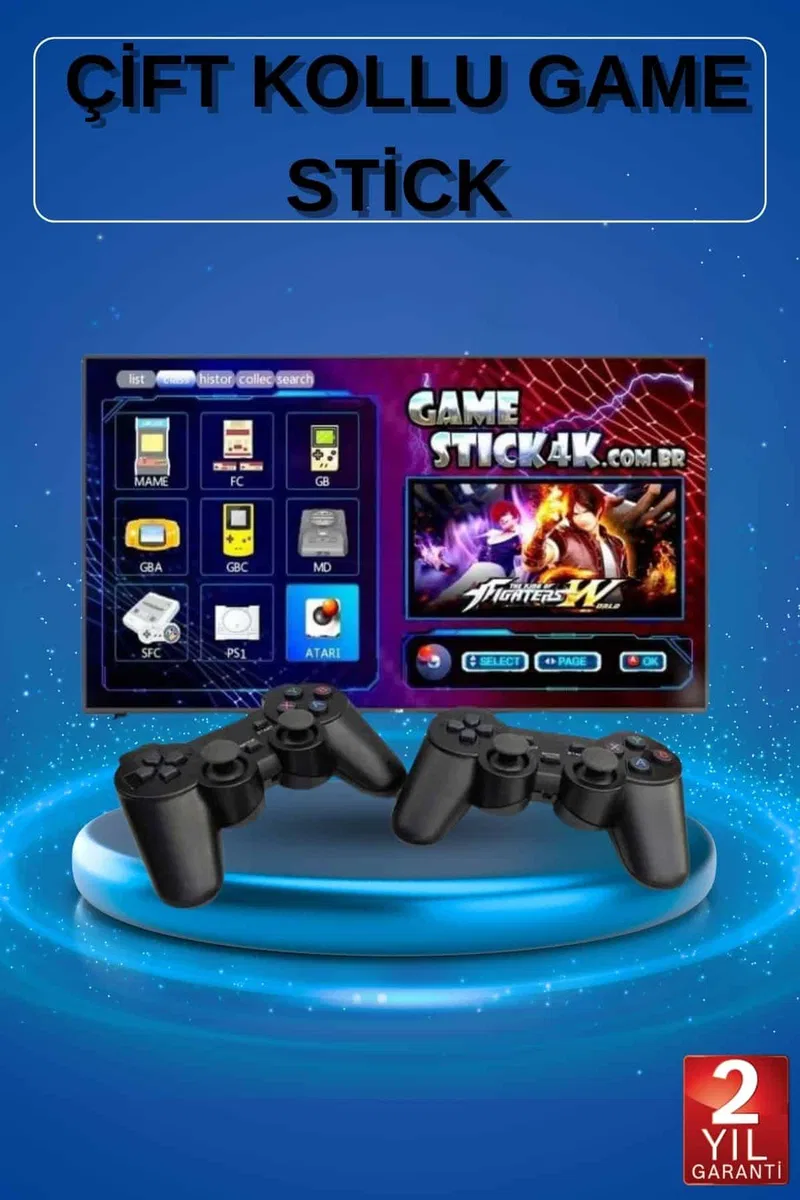 2 Kollu Kablosuz 2. 4G Retro Oyunlar 4k Game Stick 3500 Oyun Atari görsel 4