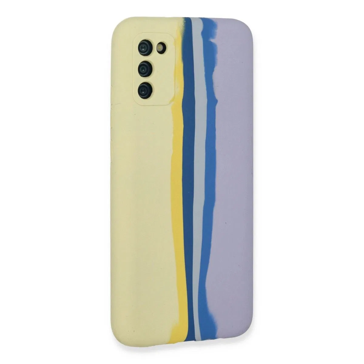 Samsung Galaxy A03s Kılıf Ebruli Lansman Silikon - Sarı-lila görsel 3
