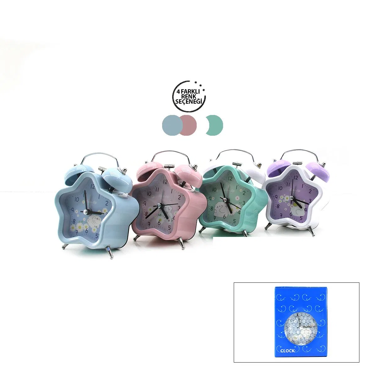 Çift Zilli Metal Masa Çalar Saat (8. 8 cm) - Pilli & Işıklı görsel 2