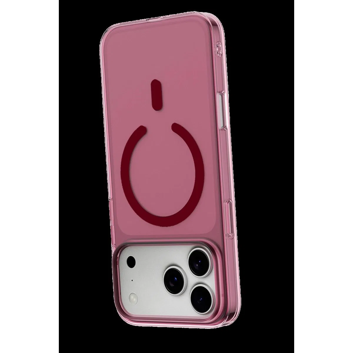 Newface Apple İphone 18 Pro Combo Sert Şeffaf Magsafe Kapak - Bordo görsel 3