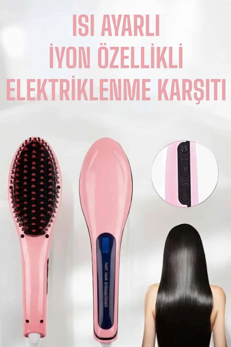 Fön Etkili Saç Düzleştirici Tarak Yıpranma Karşıtı Döner Kablo Isı Ayarlı görsel 2