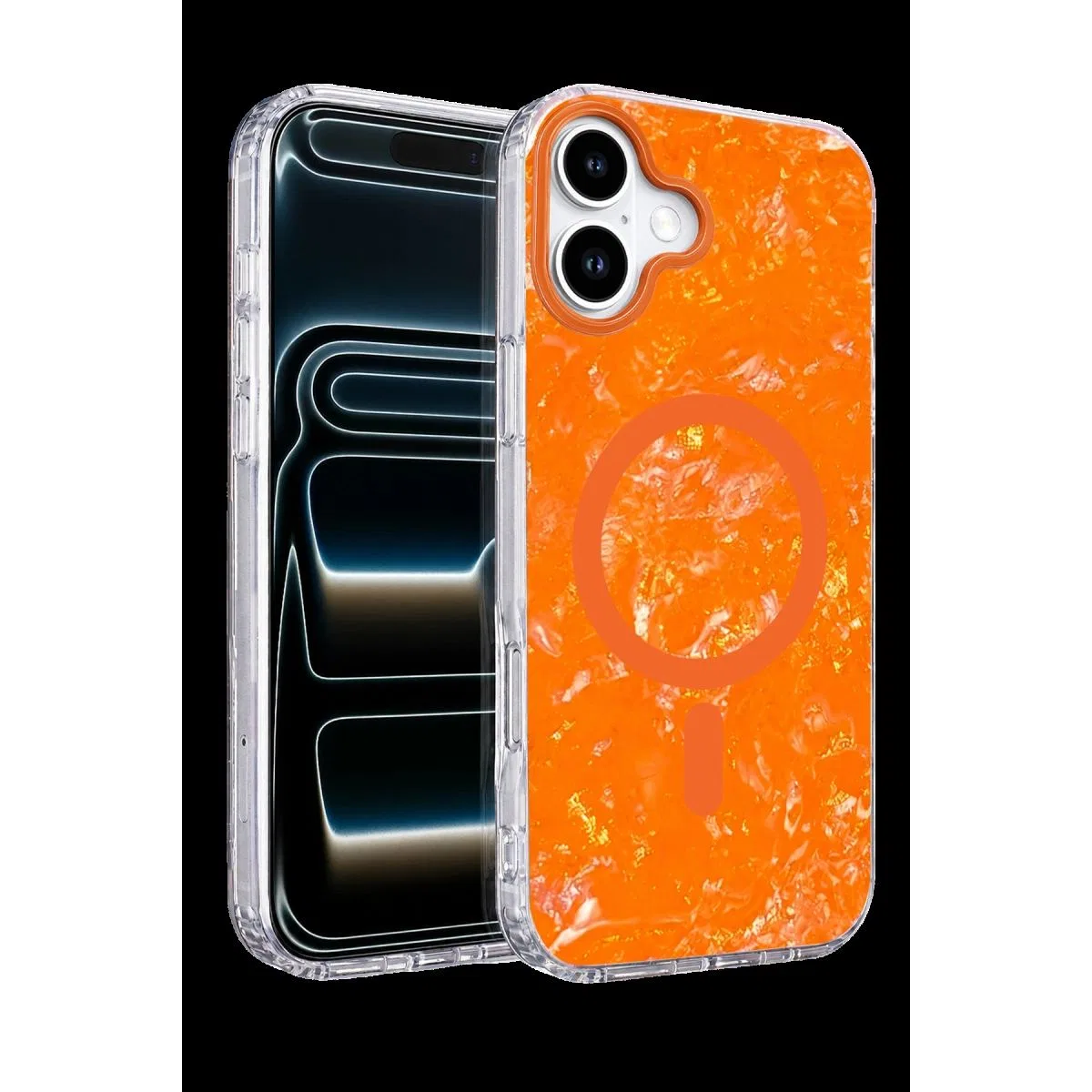 Onegif Apple İphone 16 Mila Dalgalı Magsafe Kapak - Turuncu