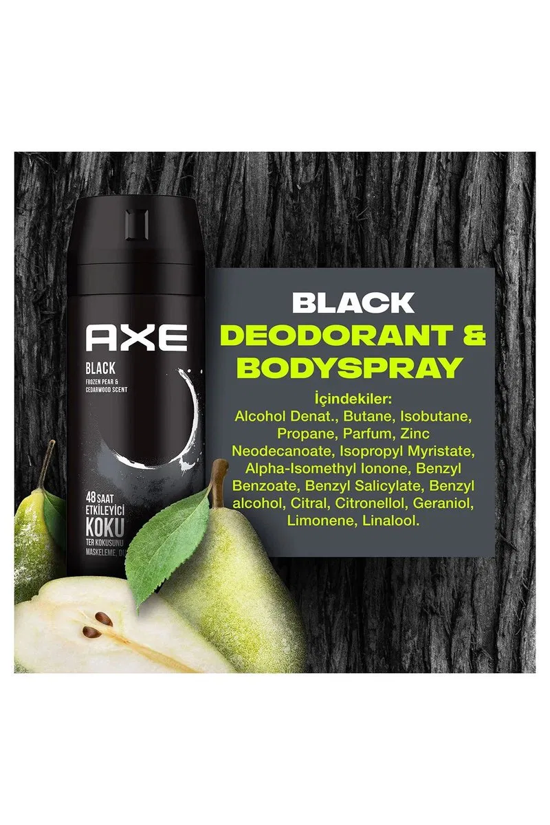 3 Adet Axe Erkek Deodorant & Bodyspray Black 48 Saat Etkileyici Koku Vücut Spreyi 150 ml görsel 7