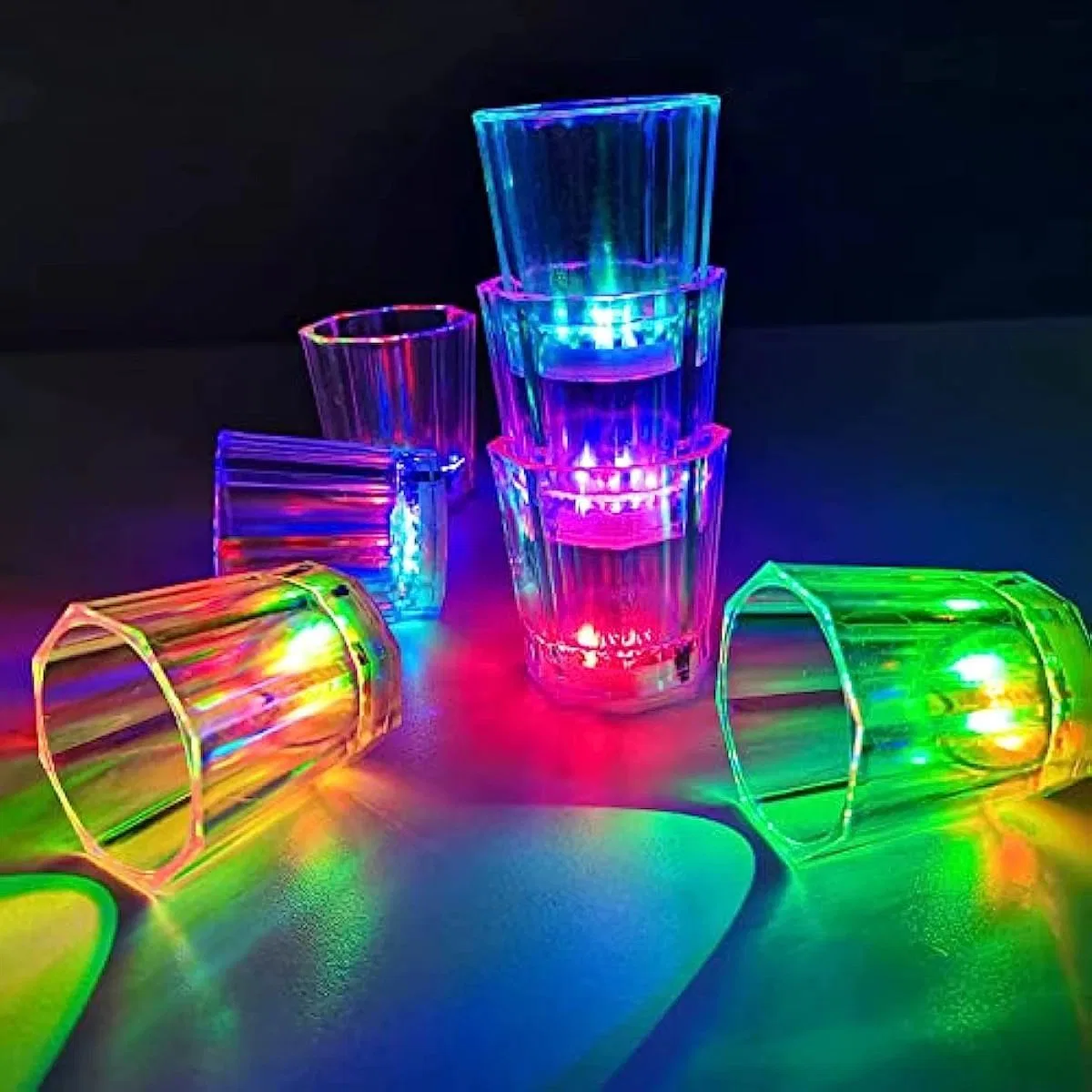 Renkli Led Parlayan Fiber Optik Glow Işıklı Bardak 5, 5 X 5, 5 Cm 1 Adet