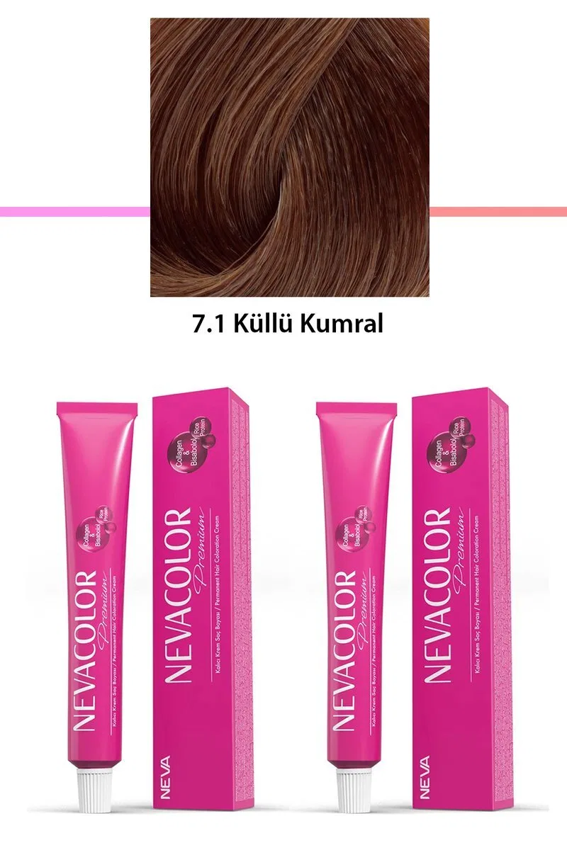 2 li Set Premium 7. 1 Küllü Kumral - Kalıcı Krem Saç Boyası 2 X 50 g Tüp