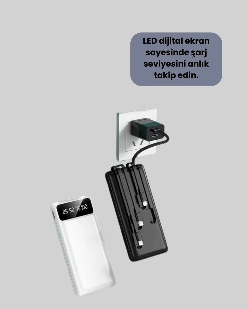 Kamp ve Seyahat İçin 20. 000mAh LED Işıklı Hızlı Şarj Powerbank Yeni Nesil görsel 4