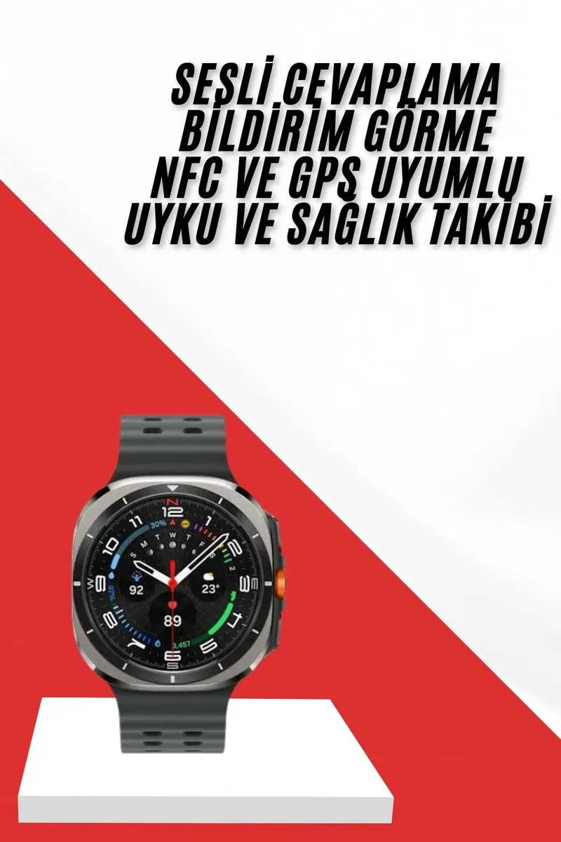 Akıllı Saat Müzik Dinleme Nabız Ölçer NFC ve GPS Uyumlu Sesli Asistan görsel 2