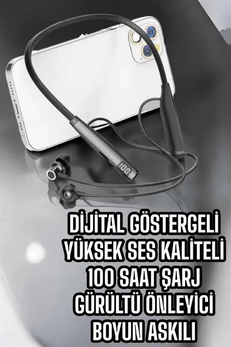 Boyun Bantlı Bluetooth Kulaklık Yüksek Ses Kaliteli 100 Saat Kulaklık görsel 4