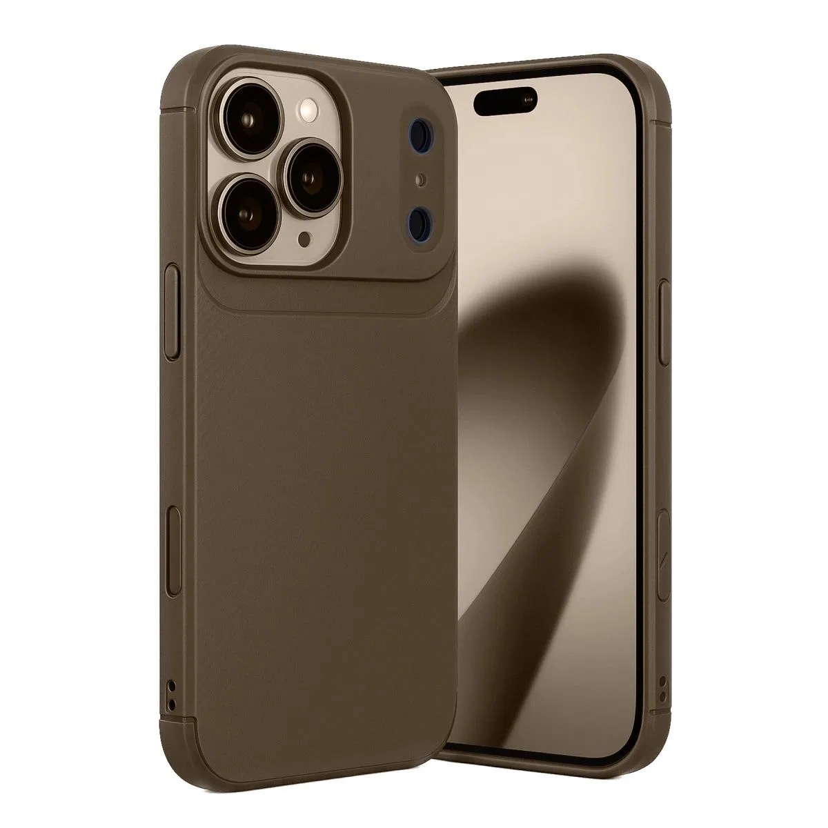 Apple İphone 17 Pro Max Auto Focus Karbon Kapak - Kahverengi