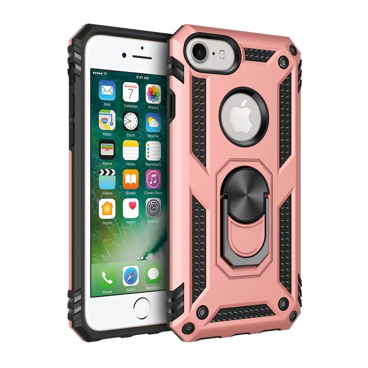 Apple İphone 7 Kılıf Sofya Yüzüklü Silikon Kapak - Rose