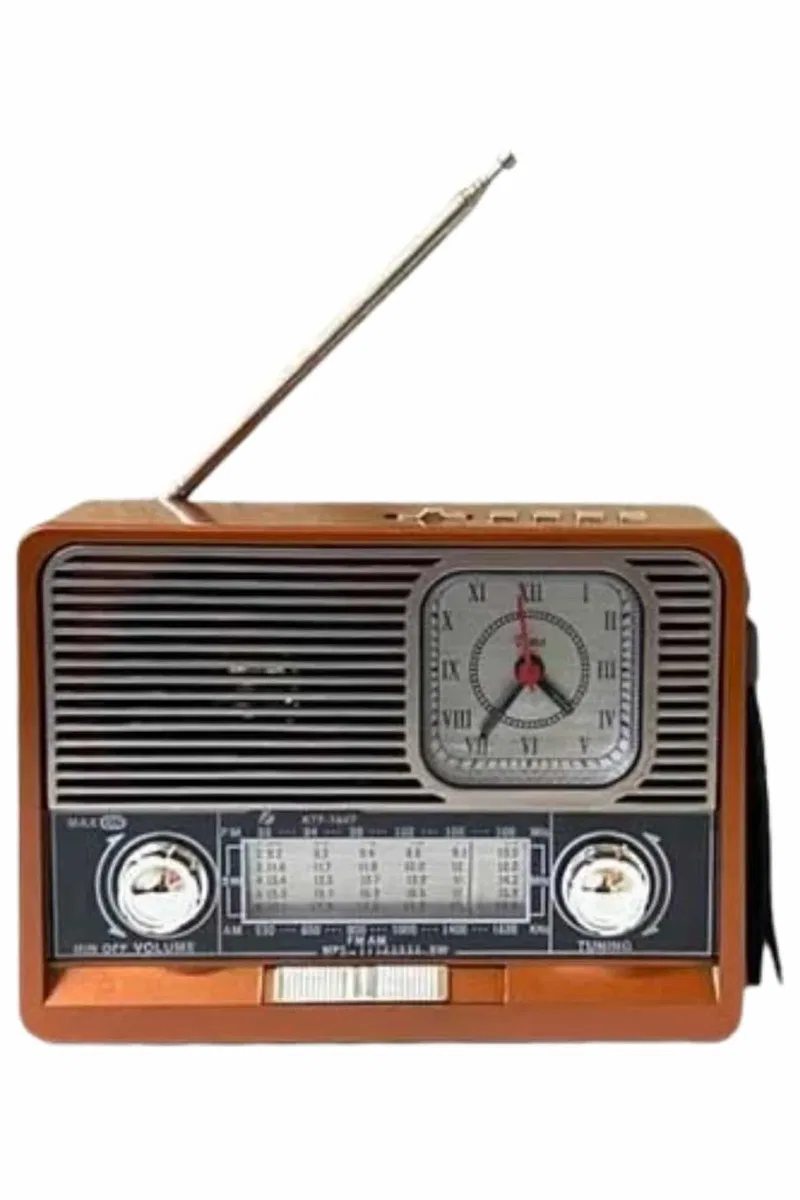 Vintage Nostaljik Radyo AUX USB SD Kart Girişli Şarjlı Bluetooth Bağlantılı görsel 2