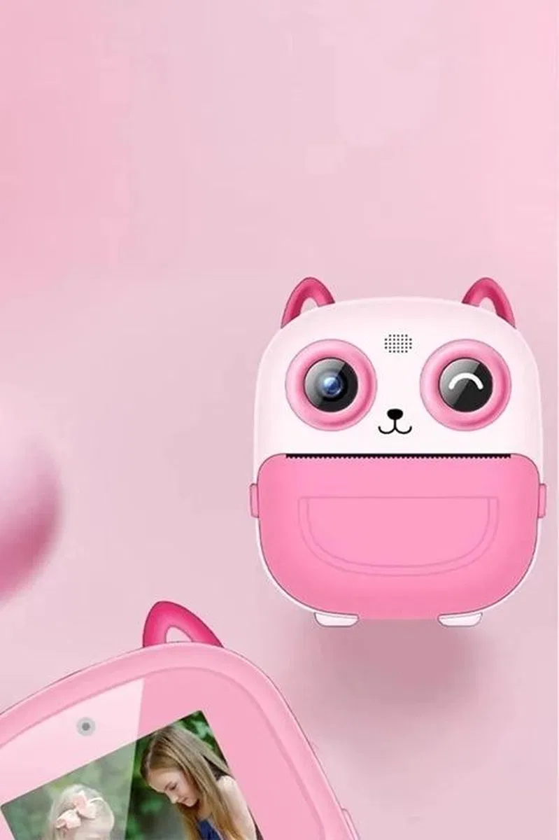 Dijital Video Fotoğraf App Destekli Çocuk Kamerası Termal Resim Kağıt Baskılı Yazıcı Pembe görsel 3