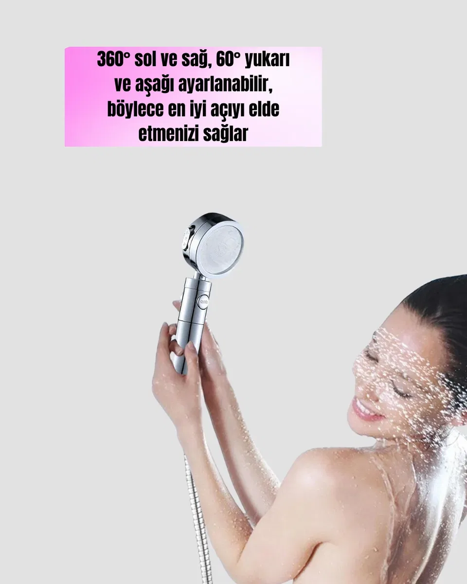 Kolay Montajlı 3 Modlu Yüksek Basınç Duş Başlığı görsel 4