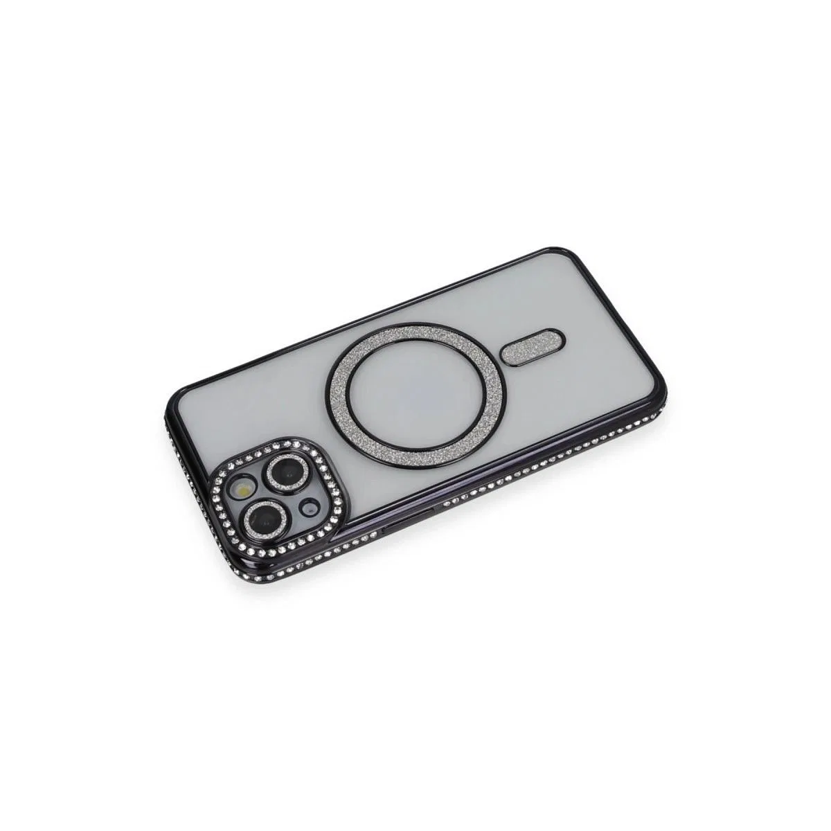 Apple İphone 13 Kılıf Joke Simli Magneticsafe Kılıf - Siyah görsel 2