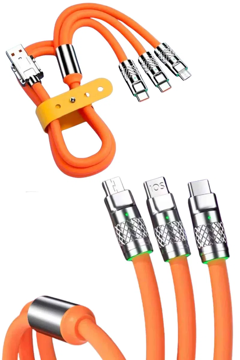 Çoklu Şarj Kablosu USB Type-C İOS Uyumlu 120W Hızlı Şarj Kablosu görsel 2