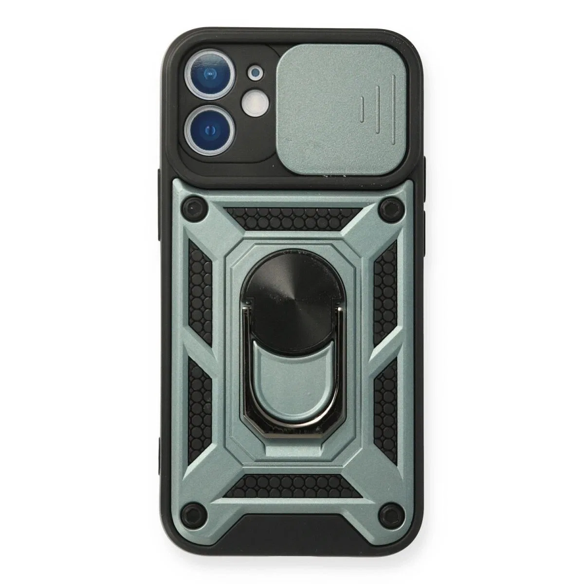 Apple İphone 12 Mini Kılıf Pars Lens Yüzüklü Silikon - Yeşil